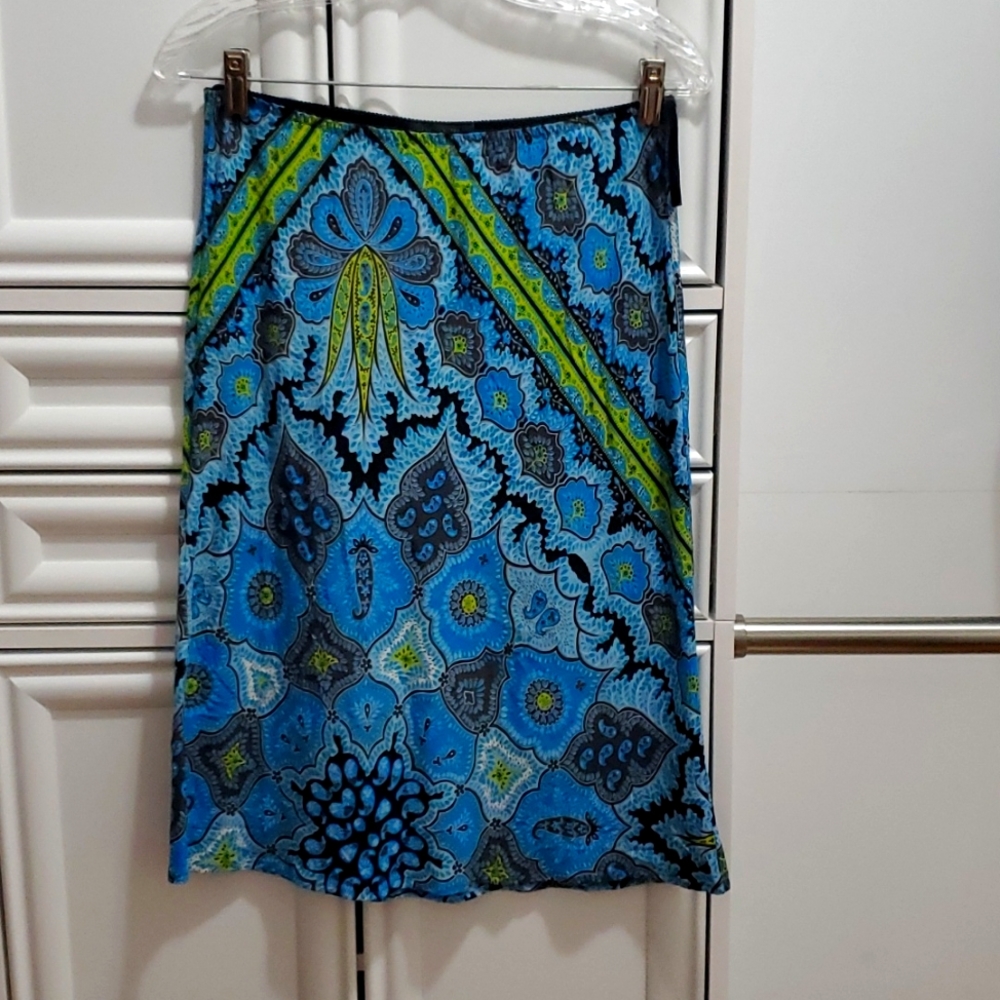 Vibrant colored, silk, knee length skirt from The Limited